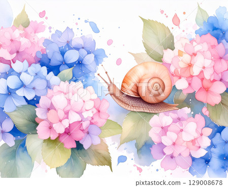 繡球花AI生成水彩背景 繡球花AI生成水彩背景 129008678