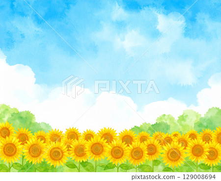 Sunflower AI Generation Watercolor Background 129008694
