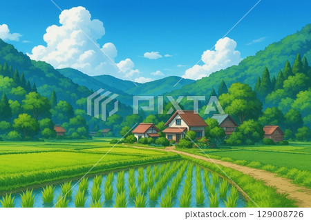 里山風景：日本鄉村 129008726