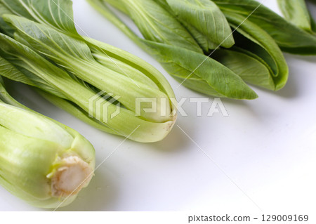 Fresh bok choy on white background. 129009169