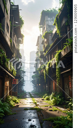 A devastated, near-future Asian landscape (AI-generated image) 129009905