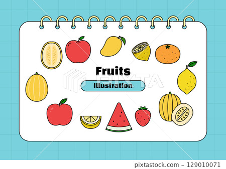 Collection of vector illustrations of fruits. 129010071