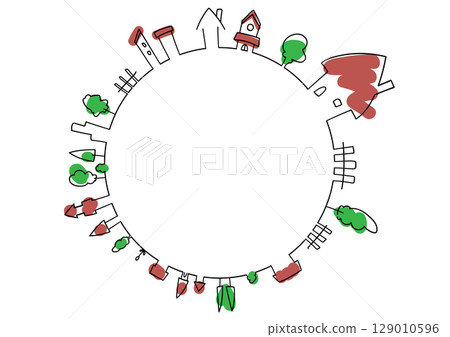 Cityscape round frame illustration 129010596