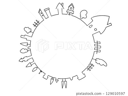 城市景觀圓框圖 129010597