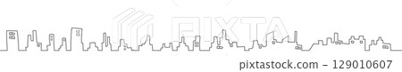 Simple line drawing of a city (horizontal) 129010607