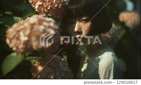 繡球花和女性 129010617