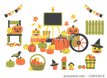 充滿秋日氣息的萬聖節展示套裝 129010618