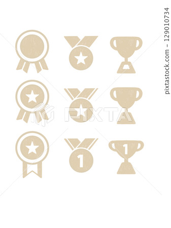 A set of simple medals and championship cups A set of simple medals and championship cups 129010734