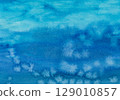Ocean watercolor depth. Sea dark blue texture. Indigo blue background. Ethereal sea. Liquid watercolor. 129010857