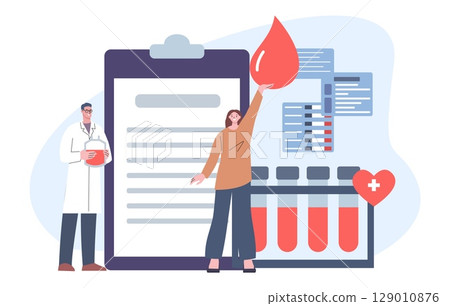 Blood check up. Check your blood for various diseases, diabetes, vitamin deficiency, sexually transmitted diseases. Medical vector concept 129010876