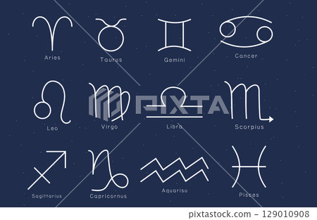 Zodiac sign icon set Zodiac sign icon set 129010908