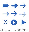Blue arrow icon set 129010919