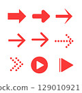 Red arrow icon set 129010921