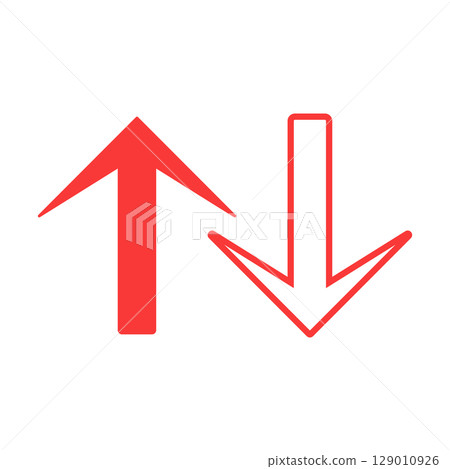 簡單的紅色箭頭圖標 129010926