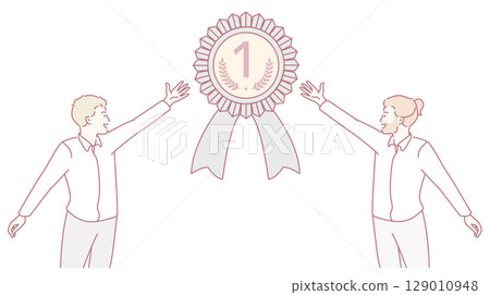 We proudly celebrate a remarkable achievement with a beautiful First Place Award Ribbon 129010948