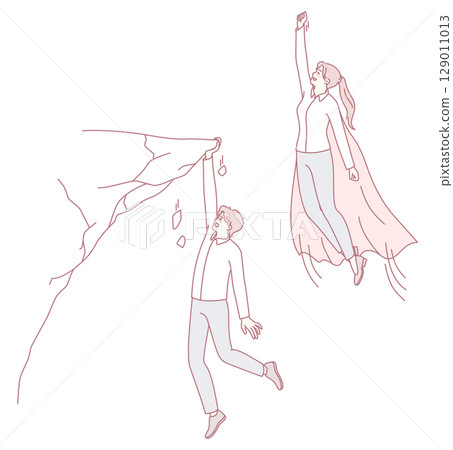 A Heroic Scene of Support and Empowerment Depicting a Journey Towards Strength and Success 129011013