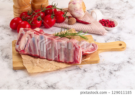 Raw lamb ribs rack for cooking 129011185