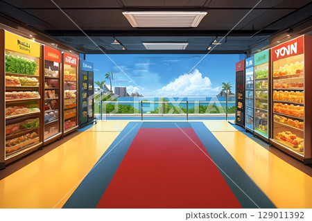 Game background: Leisure facility with vending machines 129011392