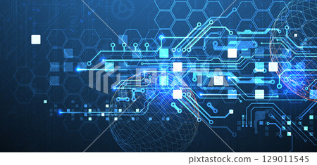 Abstract circuit board background with sphere. Hi-tech digital technology concept. Vector. Abstract circuit board background with sphere. Hi-tech digital technology concept. Vector. 129011545