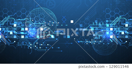 Abstract circuit board background with sphere. Hi-tech digital technology concept. Vector. Abstract circuit board background with sphere. Hi-tech digital technology concept. Vector. 129011546