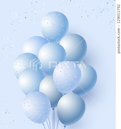 Blue balloon bunch with sparkles 129011792