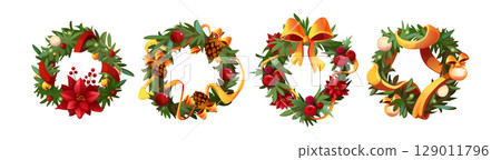 Branch garland cartoon wreaths 129011796
