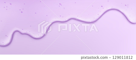 Purple gel liquid drip flowing on pastel background 129011812