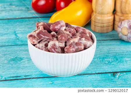 Raw chicken hearts for cooking Raw chicken hearts for cooking 129012017