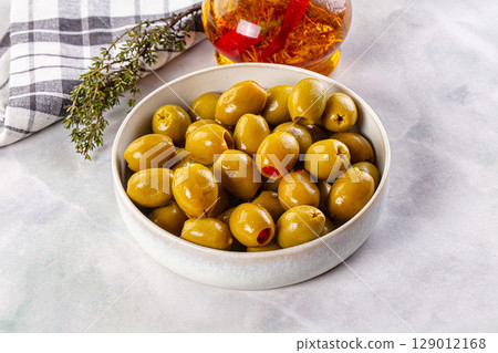 Greek olives stuffed red pepper 129012168