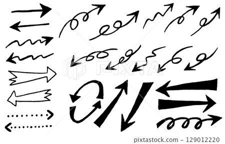 簡單的手繪箭頭向量 129012220
