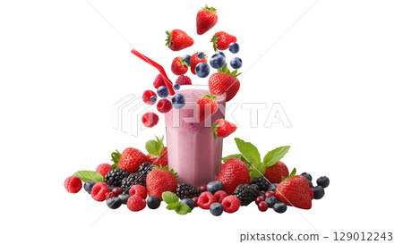 Berry mint smoothie made fresh, created with AI, PNG 129012243