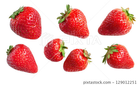 Fresh strawberries on a clean backdrop, created with AI, PNG 129012251