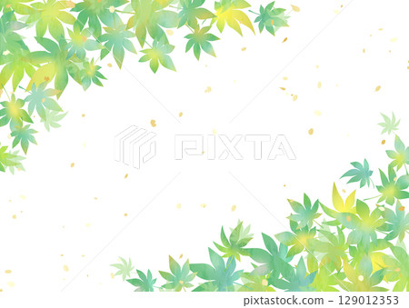 Blue maple leaf frame - Green gradation 129012353
