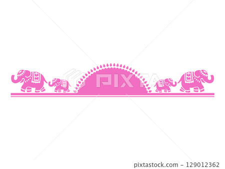 Asian style ornament. Elephant illustration. 129012362