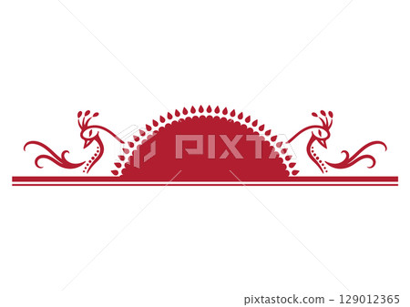 Asian style ornament. Peacock illustration. 129012365