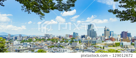 Panoramic view of Sendai city in early summer 129012672