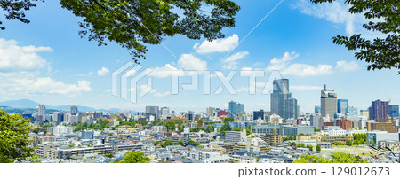 Panoramic view of Sendai city in early summer 129012673