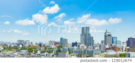 Panoramic view of Sendai city in early summer 129012674