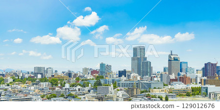 Panoramic view of Sendai city in early summer 129012676