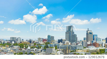 Panoramic view of Sendai city in early summer 129012678