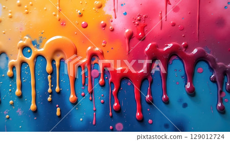Abstract Texture With Messy Vivid Paint Drops 129012724