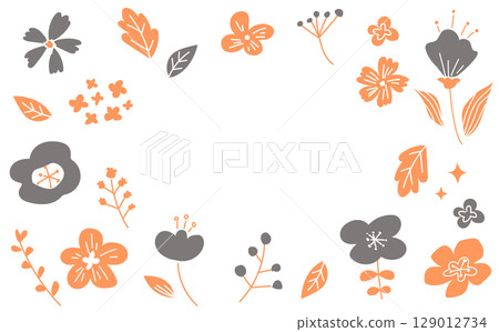 Botanical cute background illustration frame material 129012734