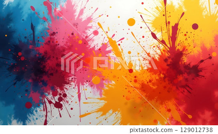 Digital Paint Splatter With Abstract Messy Texture 129012738