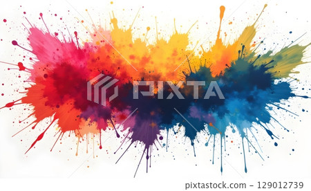 Brush Stroke Explosion In Colorful Spray Art 129012739