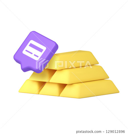 Stack Of Shiny Gold Bars With Purple Bank Card Icon 3d Realistic Icon Stack Of Shiny Gold Bars With Purple Bank Card Icon 3d Realistic Icon 129012896