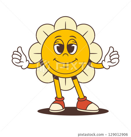 Confident Flower Character Standing With Open Arms And Friendly Smile Welcoming Expression Vector Illustration Confident Flower Character Standing With Open Arms And Friendly Smile Welcoming Expression Vector Illustration 129012906