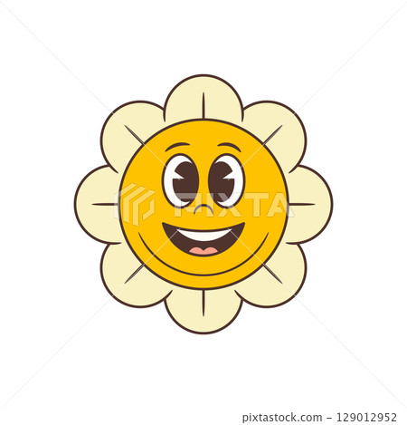 Friendly Flower Character With Bright Smile And Welcoming Expression Vector Illustration 129012952