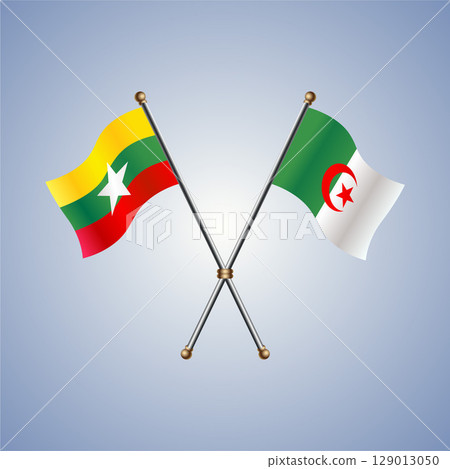 Myanmar and Algeria flag. Vector Illustration Myanmar and Algeria flag. Vector Illustration 129013050