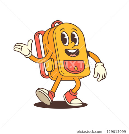 Dancing Backpack Character with Joyful Pose and Energetic Expression Vector Illustration Dancing Backpack Character with Joyful Pose and Energetic Expression Vector Illustration 129013099