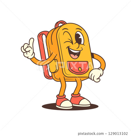 Playful Backpack Character Winking and Giving Thumbs Up Vector Illustration 129013102